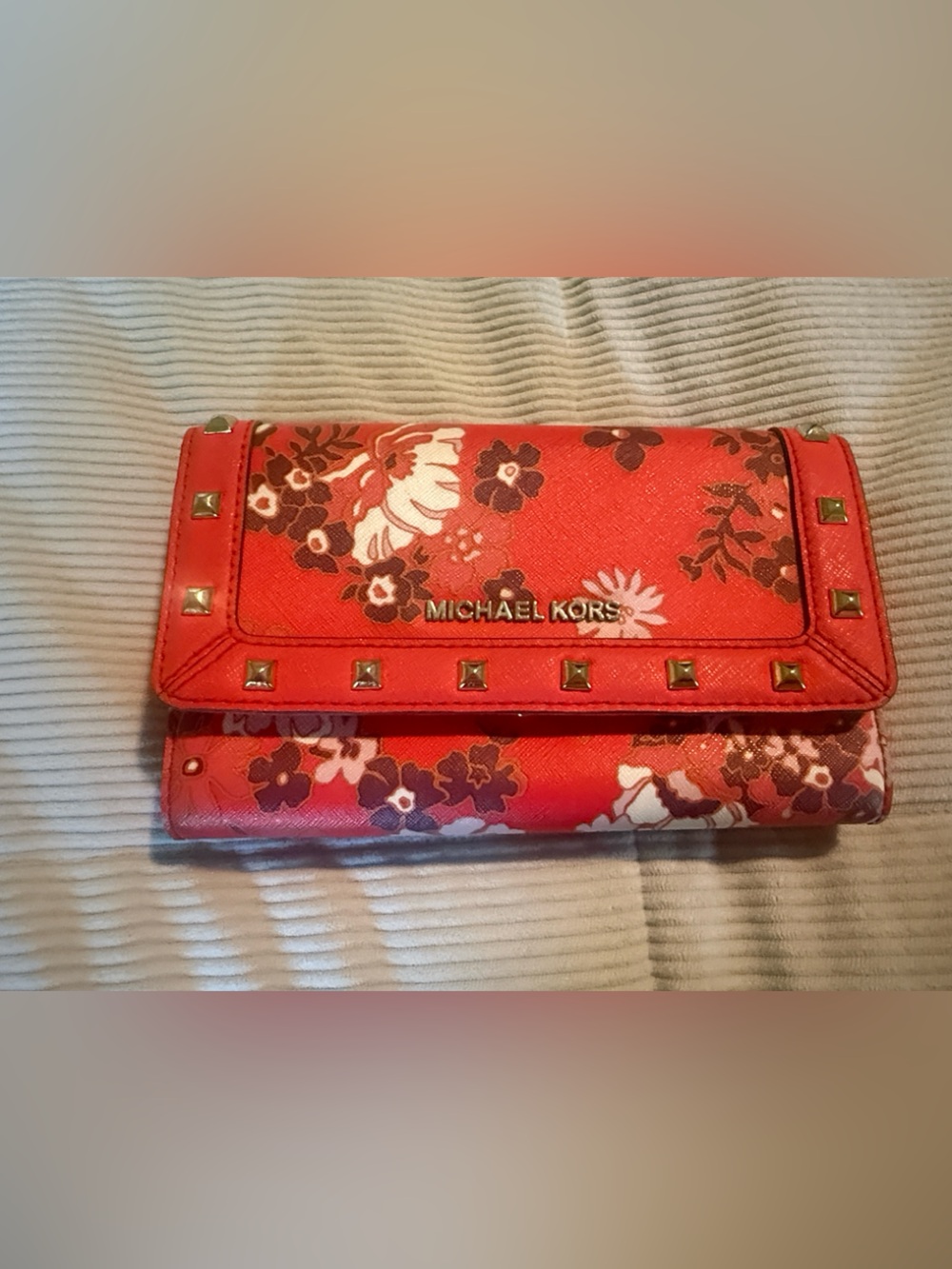 Michael Kors Red Floral Studded Wallet